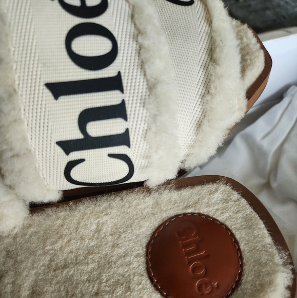 Chloe Woody Canvas Sherling Slide - Picture 7 of 8